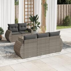 Salon de jardin 6 pcs avec coussins gris résine tressée