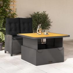 Ensemble à manger de jardin coussins 2pcs noir résine tressée