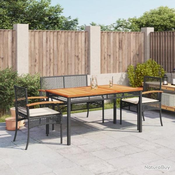 Ensemble  manger de jardin 4 pcs avec coussins noir