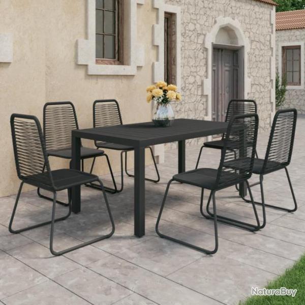 Salon de jardin 7 pcs Rotin PVC Noir