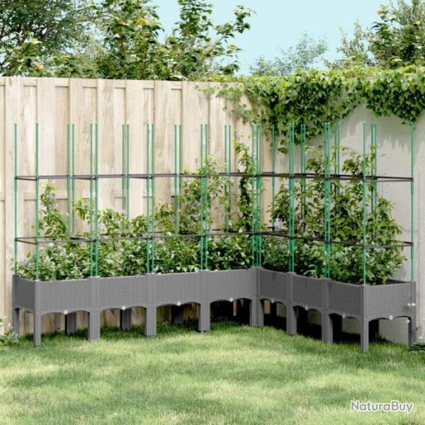 Jardinire avec treillis gris clair 200x160x142,5 cm PP