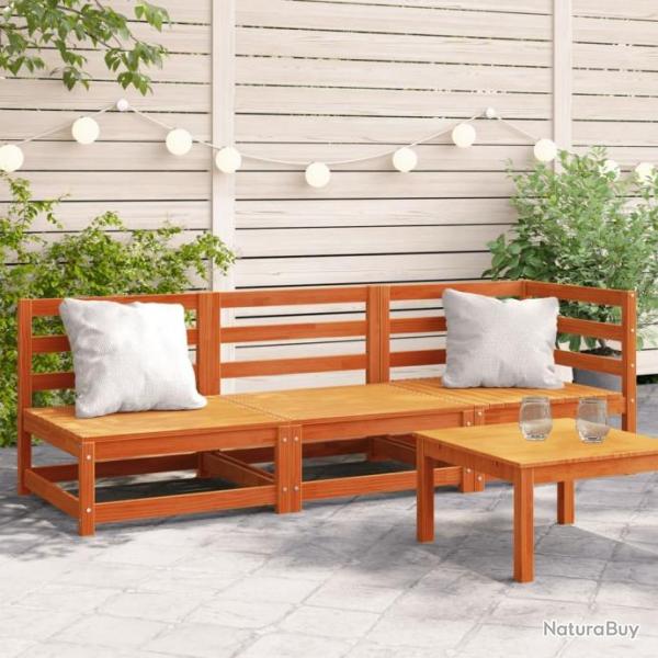 Canap de jardin 3 places cire marron bois de pin massif