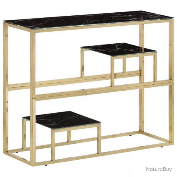 Table console dor acier inoxydable et verre tremp