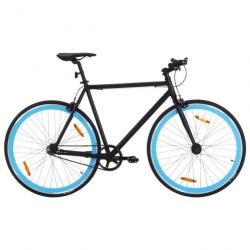 Vélo à pignon fixe noir et bleu 700c 59 cm