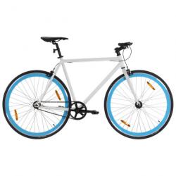 Vélo à pignon fixe blanc et bleu 700c 55 cm