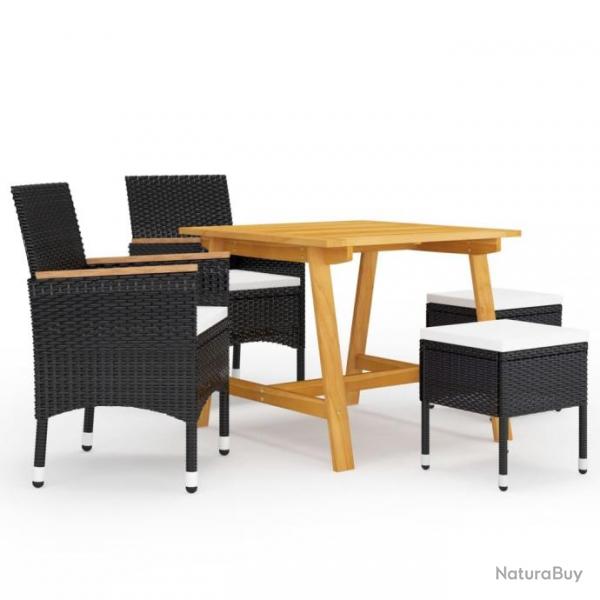 Ensemble de salle  manger de jardin 5 pcs Noir