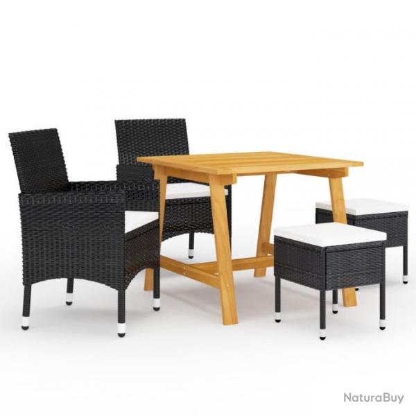 Ensemble de salle  manger de jardin 5 pcs Noir