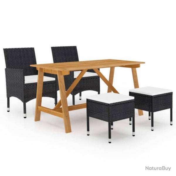 Ensemble de salle  manger de jardin 5 pcs Noir