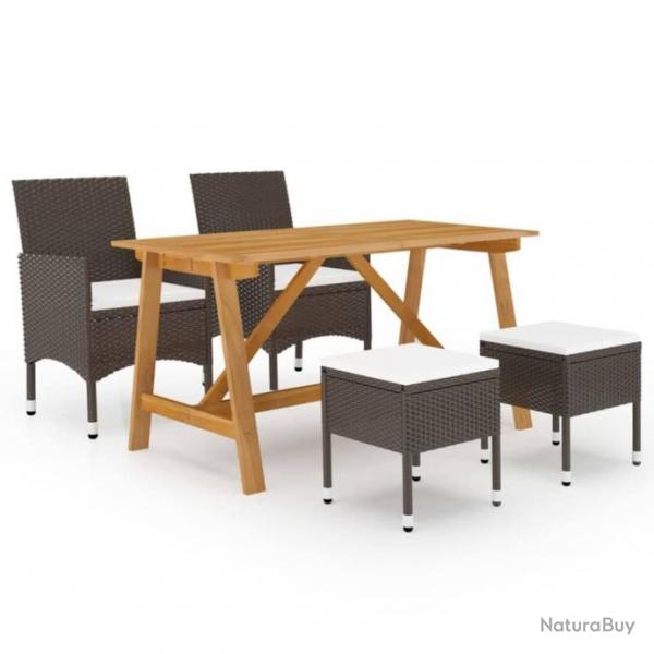 Ensemble de salle  manger de jardin 5 pcs Marron