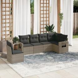 Salon de jardin 6 pcs avec coussins gris résine tressée