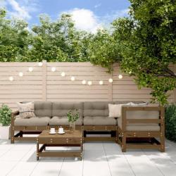 Salon de jardin 6 pcs Marron miel Bois de pin massif