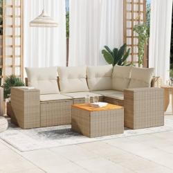 Salon de jardin avec coussins 5 pcs beige résine tressée