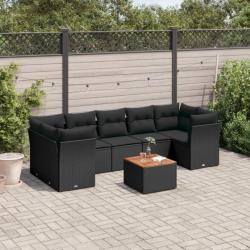 Salon de jardin 6 pcs avec coussins noir résine tressée