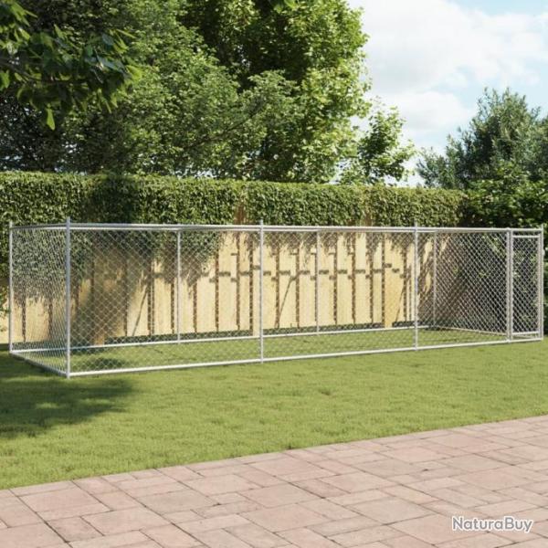 Cage pour chien avec porte gris 6x2x1,5 m acier galvanis