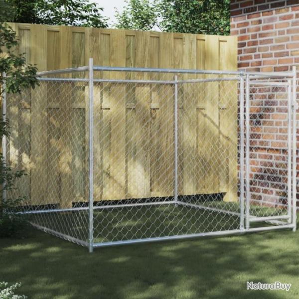 Cage pour chien avec porte gris 2x2x1,5 m acier galvanis