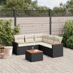 Salon de jardin 6 pcs avec coussins noir résine tressée