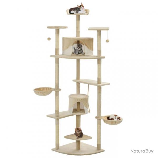 Arbre  chat avec griffoirs en sisal 203 cm Beige et Blanc