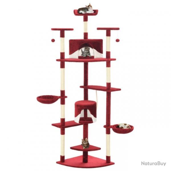 Arbre  chat avec griffoirs en sisal 203 cm Rouge et Blanc