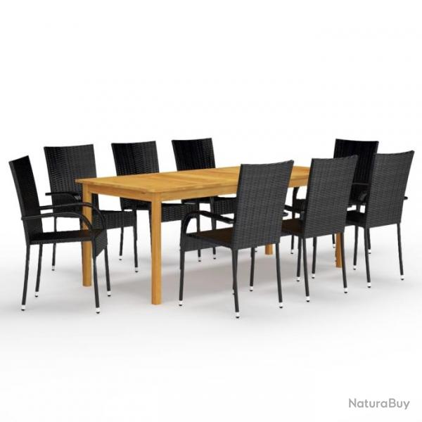 Ensemble de salle  manger de jardin 9 pcs Noir