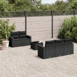 Salon de jardin 6 pcs avec coussins noir résine tressée