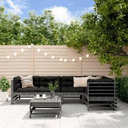 Salon de jardin 6 pcs Gris Bois de pin massif