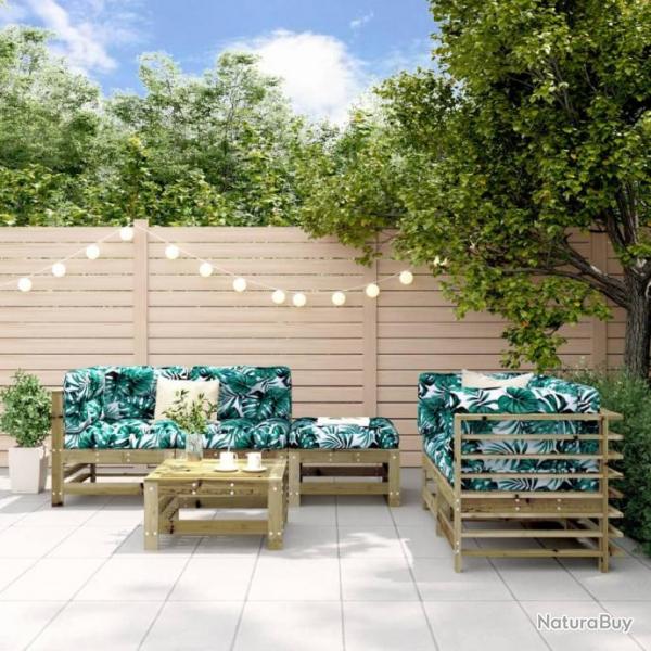 Salon de jardin 6 pcs bois de pin imprgn