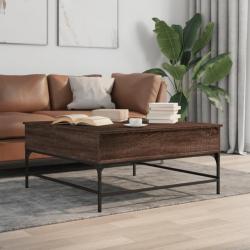 Table basse chêne marron 95x95x45 cm bois d'ingénierie et métal