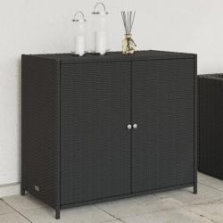 Armoire de rangement de jardin noir 83x45x76 cm résine tressée