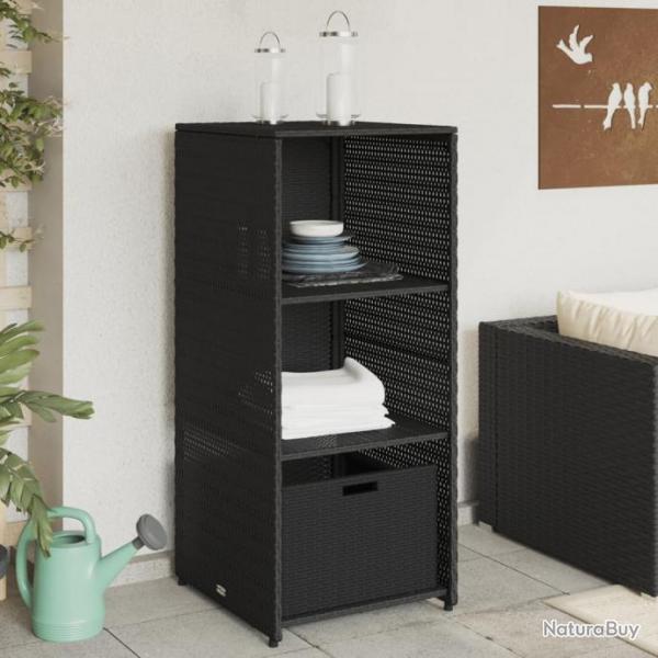 Armoire de rangement de jardin noir 50x55x115 cm rsine tresse