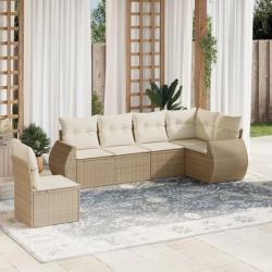 Salon de jardin avec coussins 6 pcs beige résine tressée