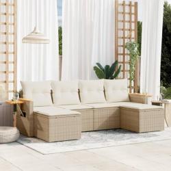 Salon de jardin avec coussins 6 pcs beige résine tressée