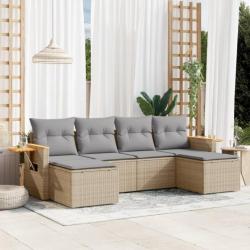 Salon de jardin avec coussins 6 pcs beige résine tressée