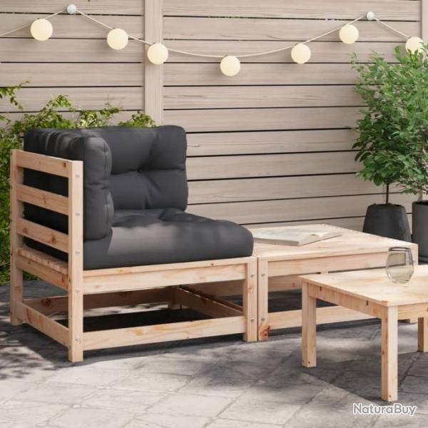 Canap d'angle de jardin avec coussins et repose-pieds