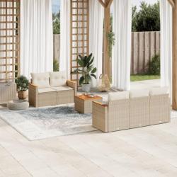 Salon de jardin avec coussins 6 pcs beige résine tressée