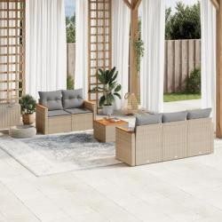 Salon de jardin avec coussins 6 pcs beige résine tressée