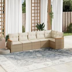 Salon de jardin avec coussins 6 pcs beige résine tressée