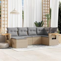 Salon de jardin avec coussins 6 pcs beige résine tressée