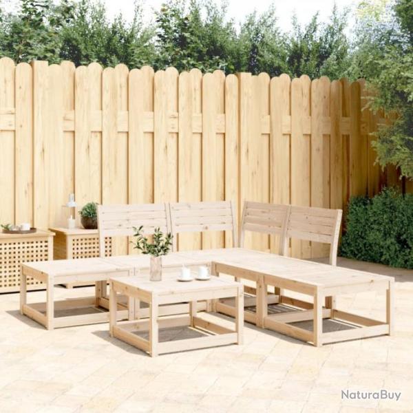 Salon de jardin 5 pcs bois de pin massif