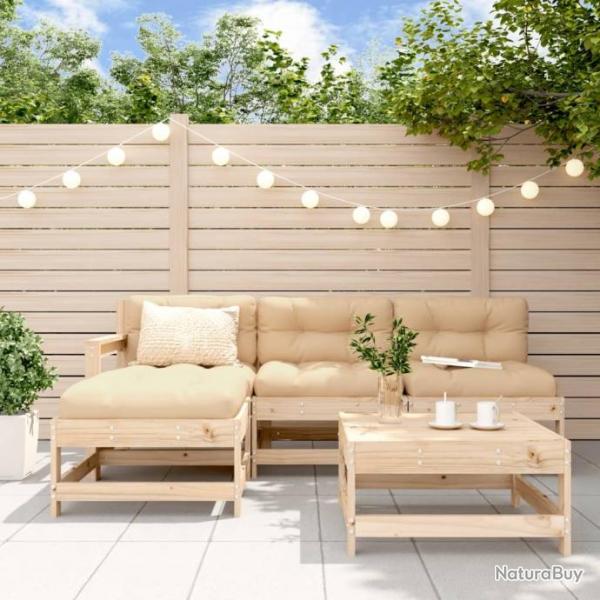 Salon de jardin 5 pcs bois massif de pin