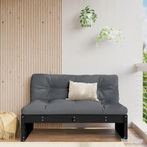 Canap central de jardin noir 120x80 cm bois de pin massif