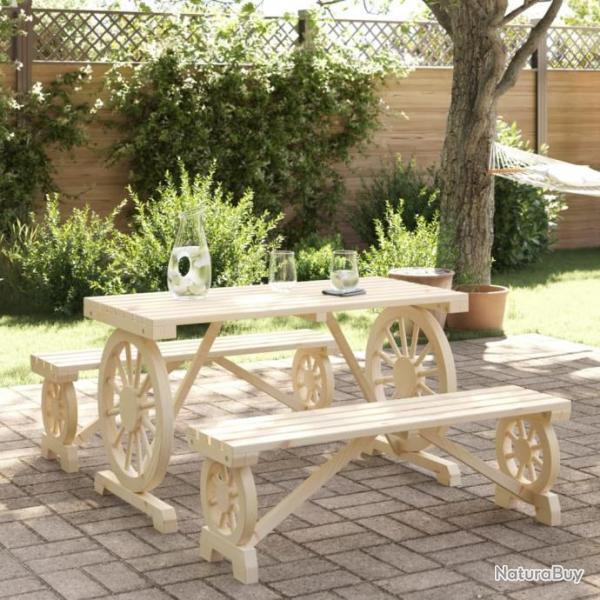 Ensemble  manger de jardin 3 pcs bois de sapin massif