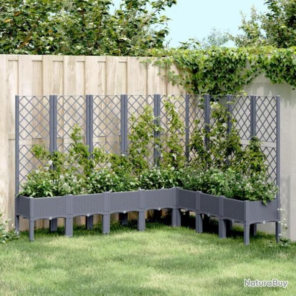 Jardinire avec treillis gris 200x160x142 cm PP