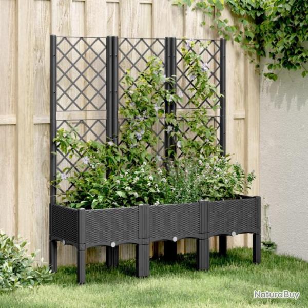 Jardinire avec treillis noir 120x40x142 cm PP