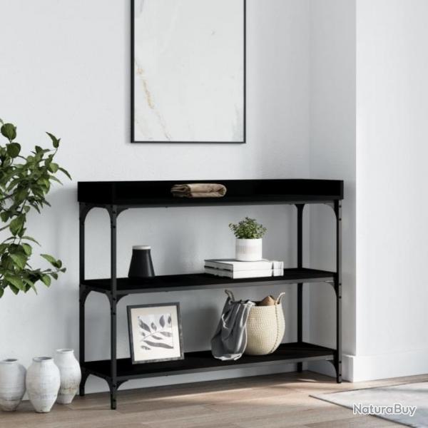 Table console avec tagres noir 100x30x80 cm