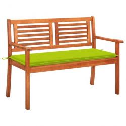 Banc de jardin 2 places avec coussin 120 cm Bois d'eucalyptus