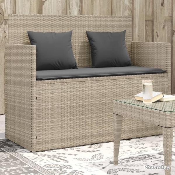 Banc de jardin avec coussins gris clair rsine tresse