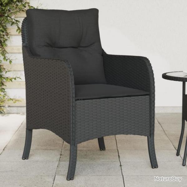 Chaises de jardin avec coussins 2 pcs noir rsine tresse