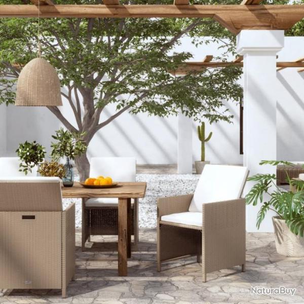 Chaises  manger de jardin avec coussins 4 pcs beige poly rotin