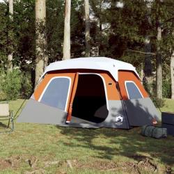 Tente de camping et lumière LED 6 personnes gris clair orange