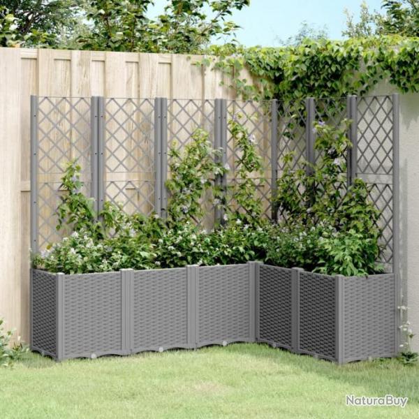 Jardinire avec treillis gris clair 160x120x140 cm PP